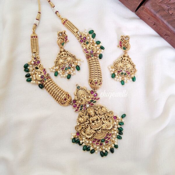 Antique Goddess Lakshmi Necklace with Earrings