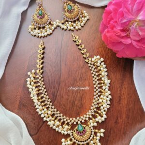 Antique Guttapusallu Necklace with Earrings