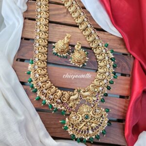 Antique Peacock Motif Haaram with Earrings